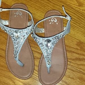 Justice Silver Rhinestone Girl Sandals